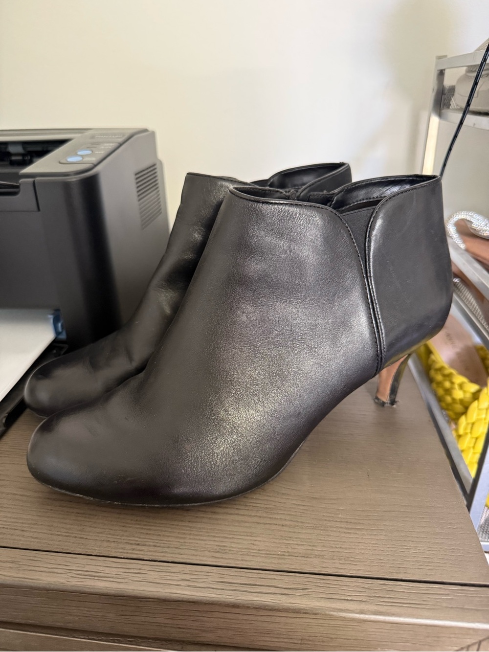 Clarks Black Leather Heeled Ankle Boots
